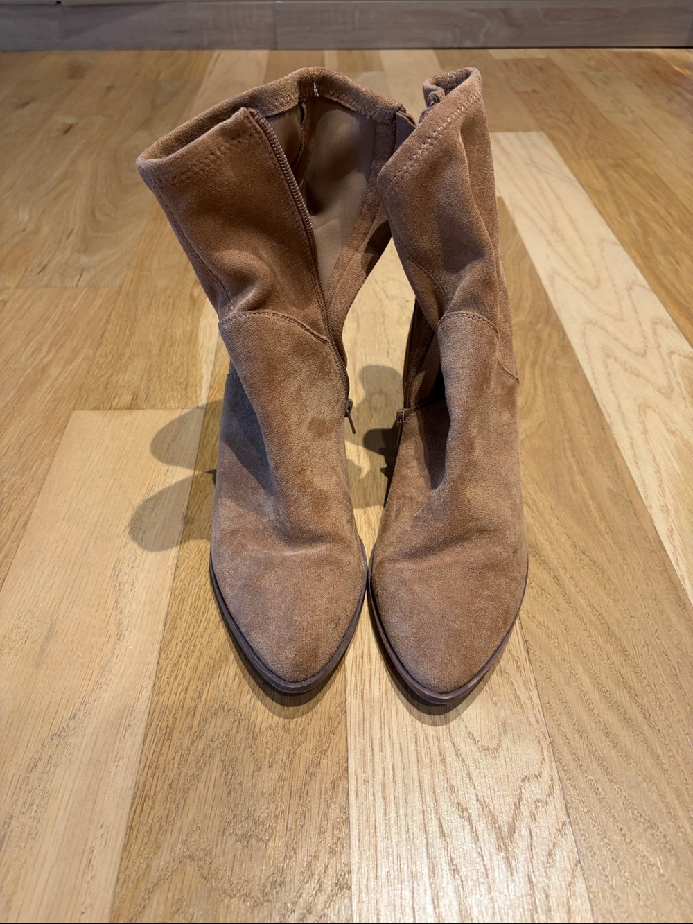 DV by Dolce Vita Tan Suede Pointed-Toe Mid-Calf Boots